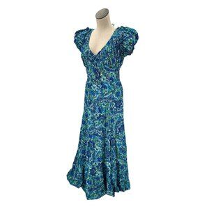 House of Harlow 1960 Blue & White Paisley Floral Maxi Dress Small